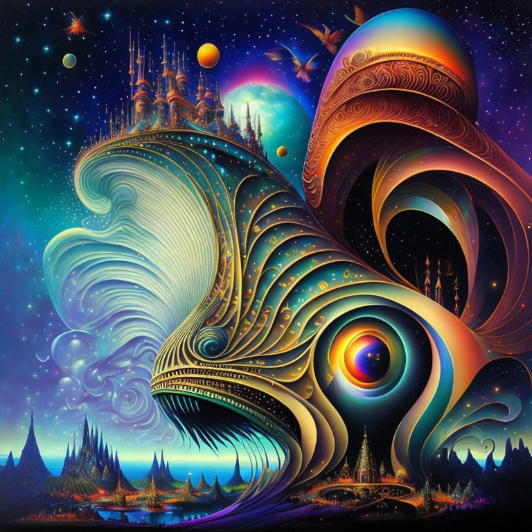 Vivid Psychedelic Artwork of Fantastical Landscape