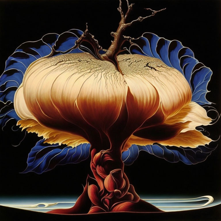 Hyperrealistic Painting of Blooming Onion Flower with Tree-Like Structure