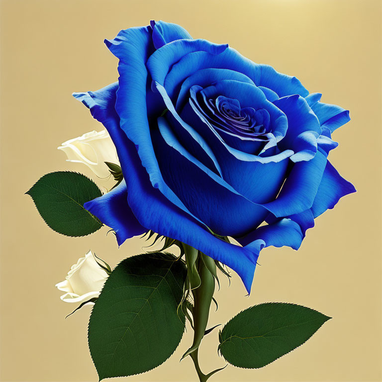 Vivid blue and pale yellow roses on golden backdrop