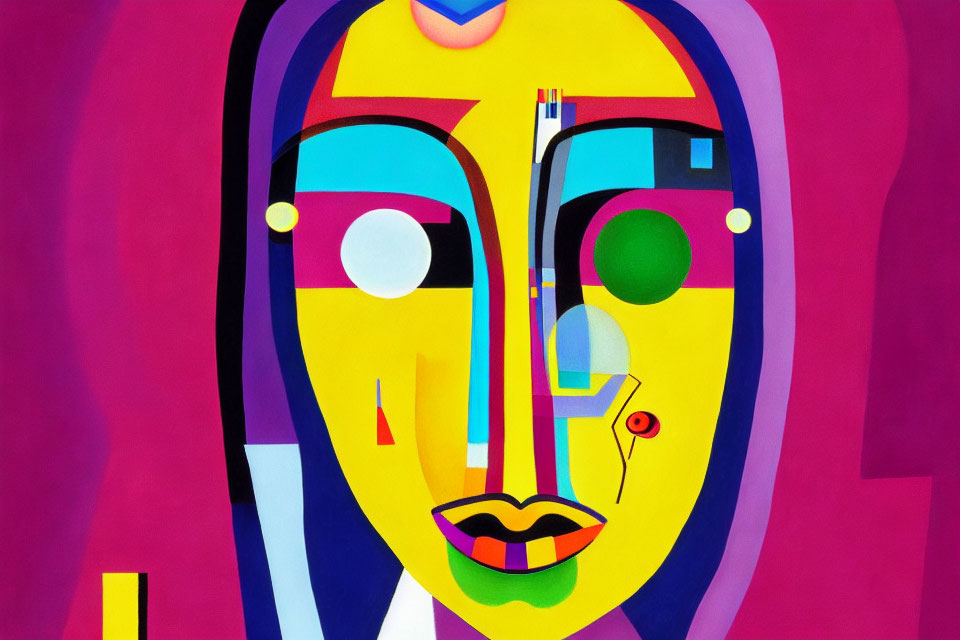 Colorful Cubist Abstract Art: Stylized Face with Geometric Shapes