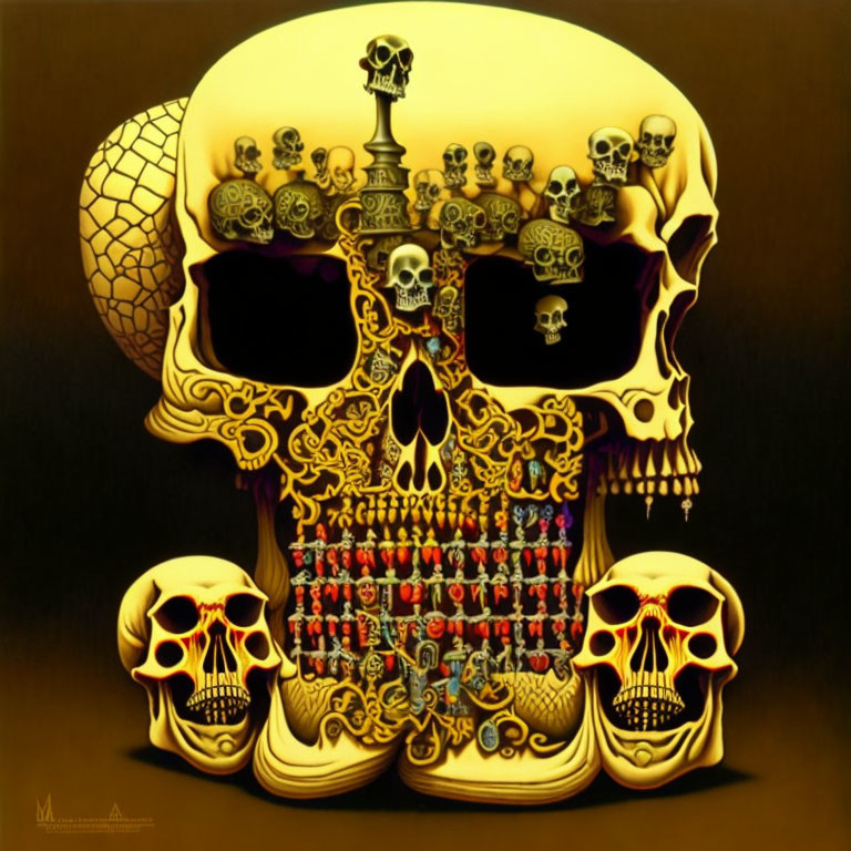 Detailed Gothic Skull Artwork on Dark Background