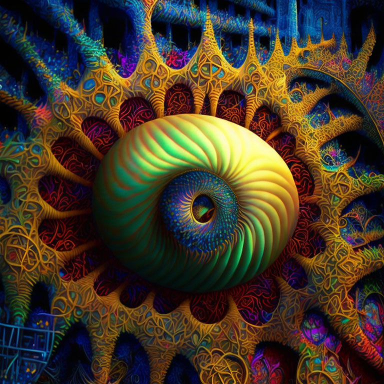 Colorful Psychedelic Artwork: Abstract Eyeball with Patterns