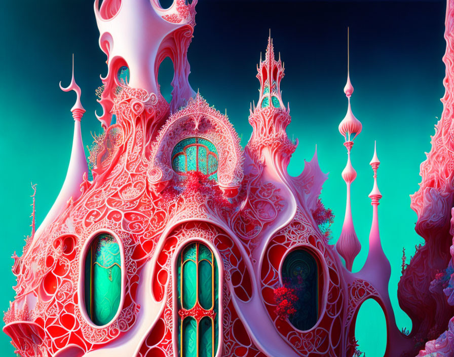 Whimsical fantasy structure in vibrant digital artwork