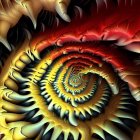 Intricate Fractal Design with White, Orange, and Red Spiral Patterns