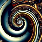 Colorful Swirling Fractal Spiral with Blues and Oranges