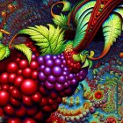 Colorful Fractal Image with Complex Patterns and Spherical Object