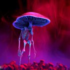 Graceful jellyfish under pink and purple light with vivid blue and white coloration