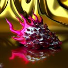 Intricate Purple and Gold 3D Fractal Heart Design