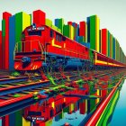 Intricately Designed Train Amid Colorful Cylindrical Structures