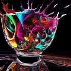 Neon-colored liquid splash on dark background