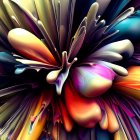 Colorful digital art with swirling patterns in blues, purples, and oranges