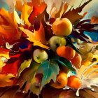 Colorful Fractal Art: Orange, Gold, and Blue Swirling Patterns