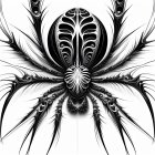 Vibrant surreal spider illustration with intricate patterned body and multiple eyes