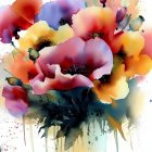 Colorful Watercolor Effect Stylized Flower Bouquet