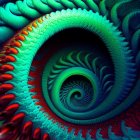 Fractal Nautilus Shell Spiral in Blue and Green Underwater Scene