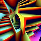 Colorful Abstract Fractal Image with Swirling Orange, Blue, and Purple Patterns