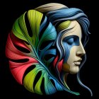 Vibrant abstract portrait of a woman with swirling patterns