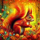 Colorful Fox Artwork with Fiery Abstract Splash Pattern