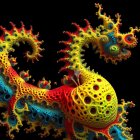 Detailed 3D Mechanical Dragon Illustration with Golden and Black Segments