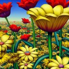 Assorted flowers painting with rich colors and intricate details