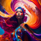 Surreal Portrait of a Woman with Colorful Hair