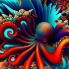 Colorful Fractal Image with Intricate Patterns and Bold Swirling Shapes