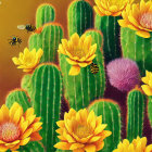 Surreal Artwork of Woman with Cacti and Butterfly