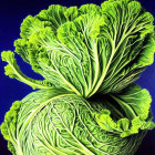 Close-up of Intricate Green Leaves on Blue Background