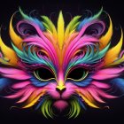 Colorful Cat Face Artwork in Vibrant Paper Quilling Technique