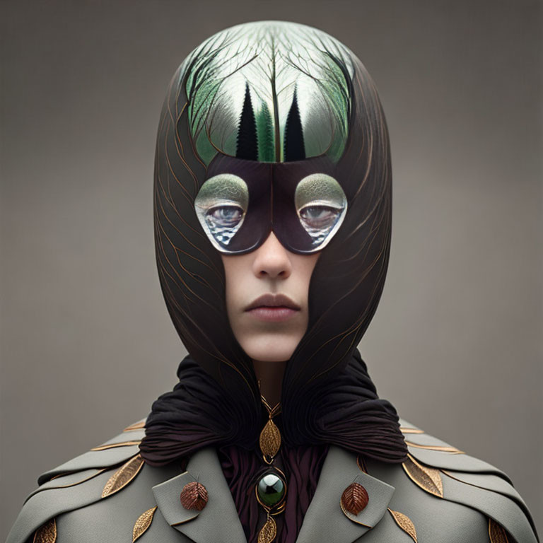 Intricate Owl-themed Helmet with Reflective Eyes