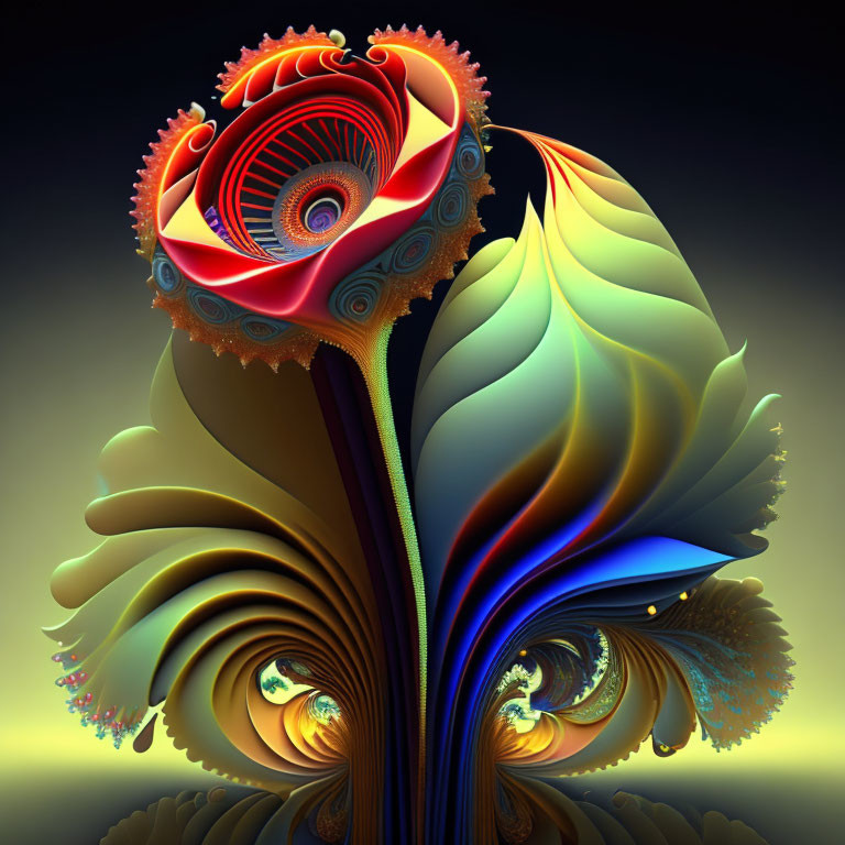 Colorful Fractal Image Resembling Stylized Flower