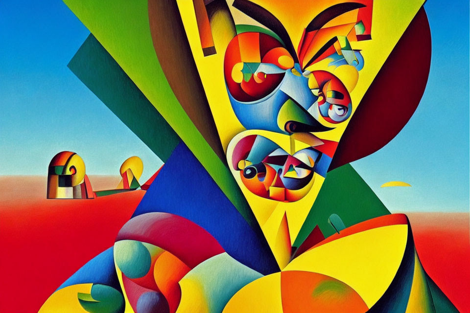 Colorful Geometric Abstract Art: Surreal Landscapes and Faces