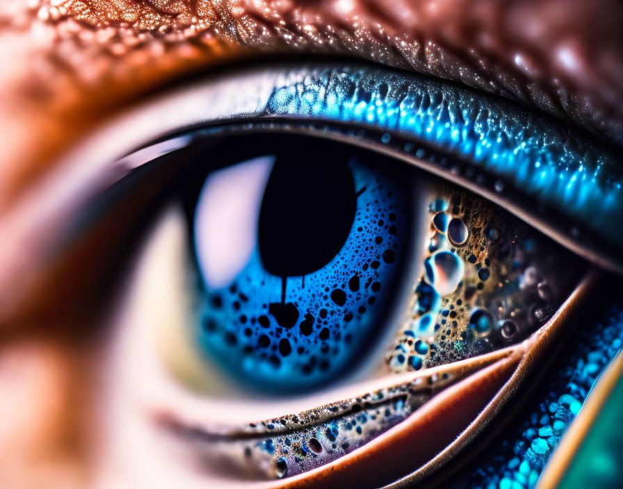 Detailed Close-Up of Human Eye with Enhanced Blue Colors