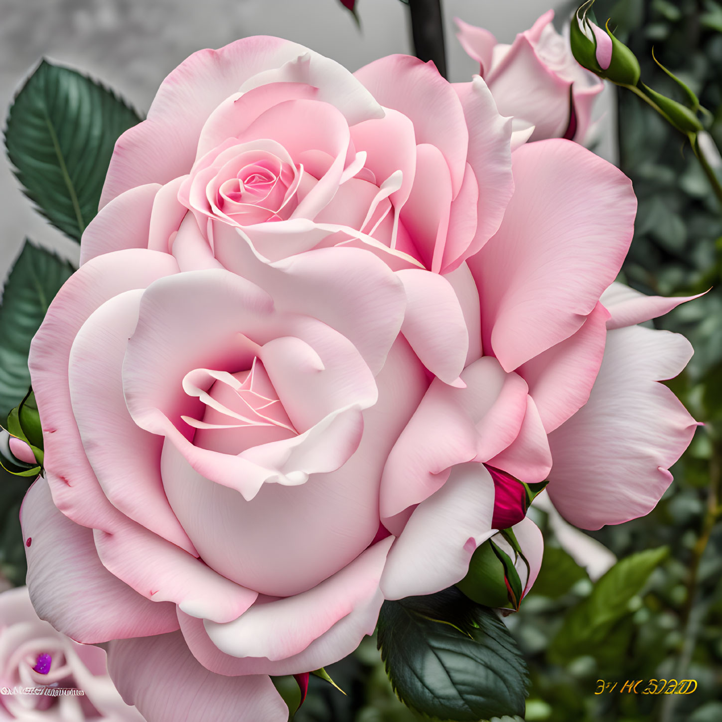 Detailed Close-Up of Vibrant Pink Roses