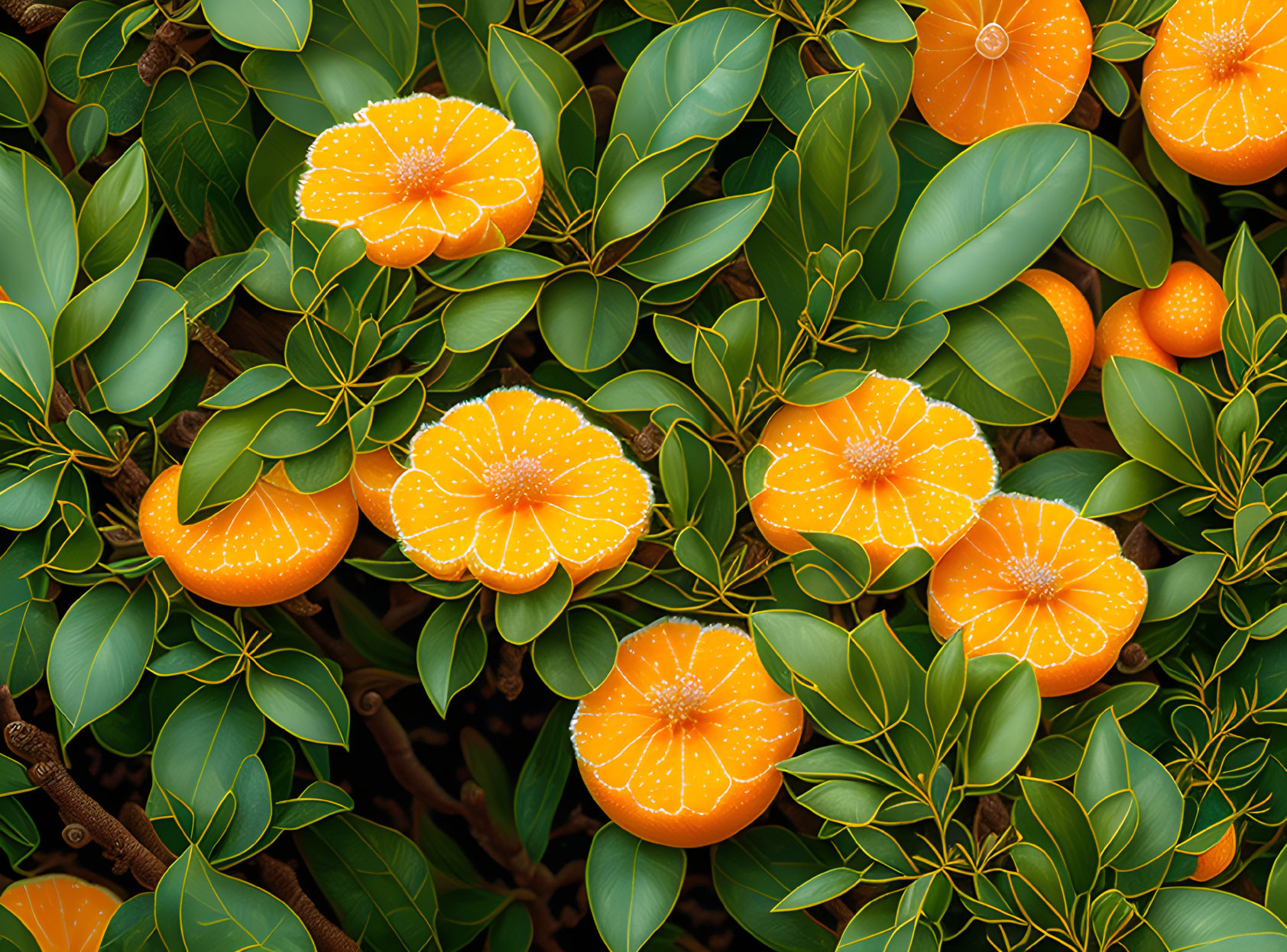 Bright Yellow Flowers with Dew Drops in Lush Green Botanical Background