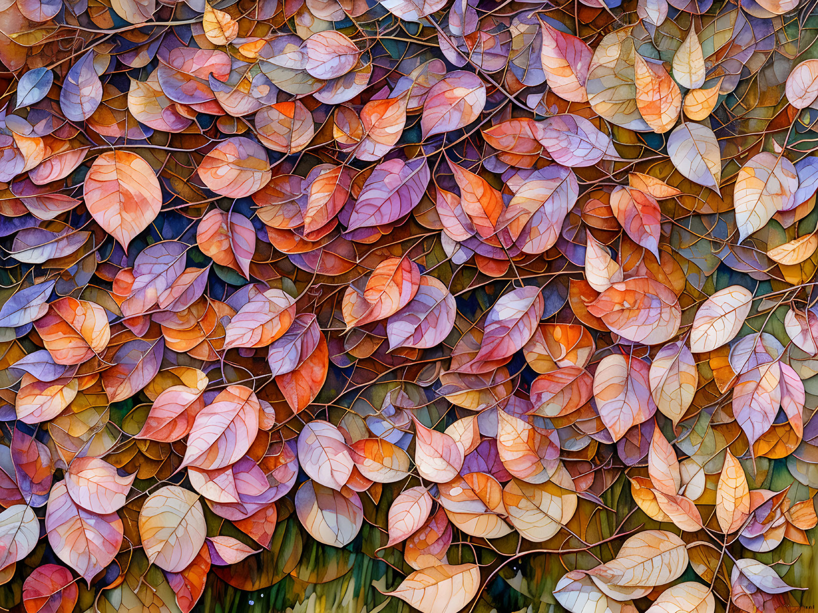 Vibrant Multicolored Autumn Leaves Carpet