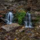 Tranquil watercolor painting of serene waterfall