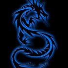 Intricate digital artwork of intertwined dragons with blue scales