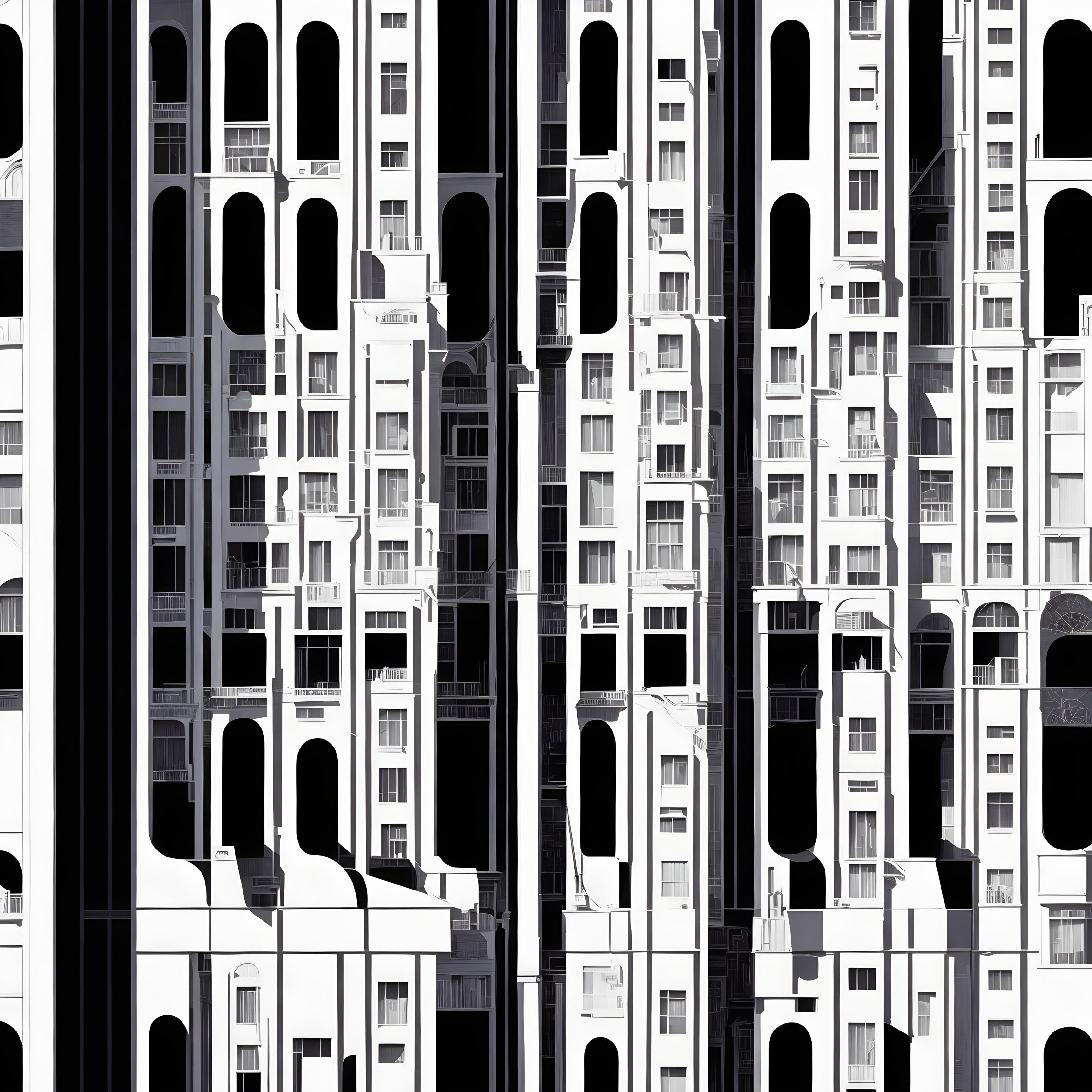 Monochrome abstract pattern of distorted urban landscape.