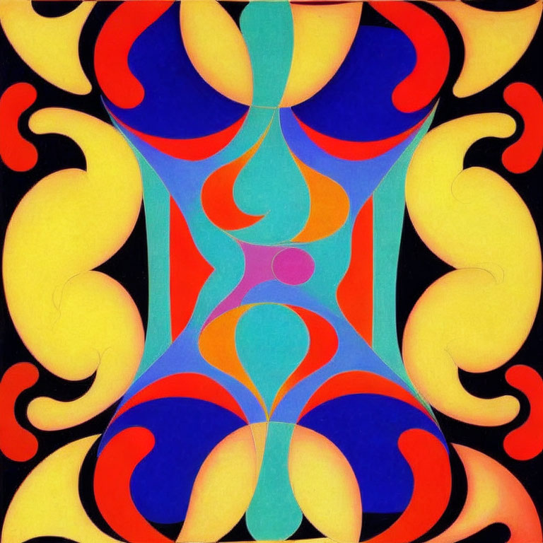 Symmetrical Abstract Colorful Pattern on Black Background