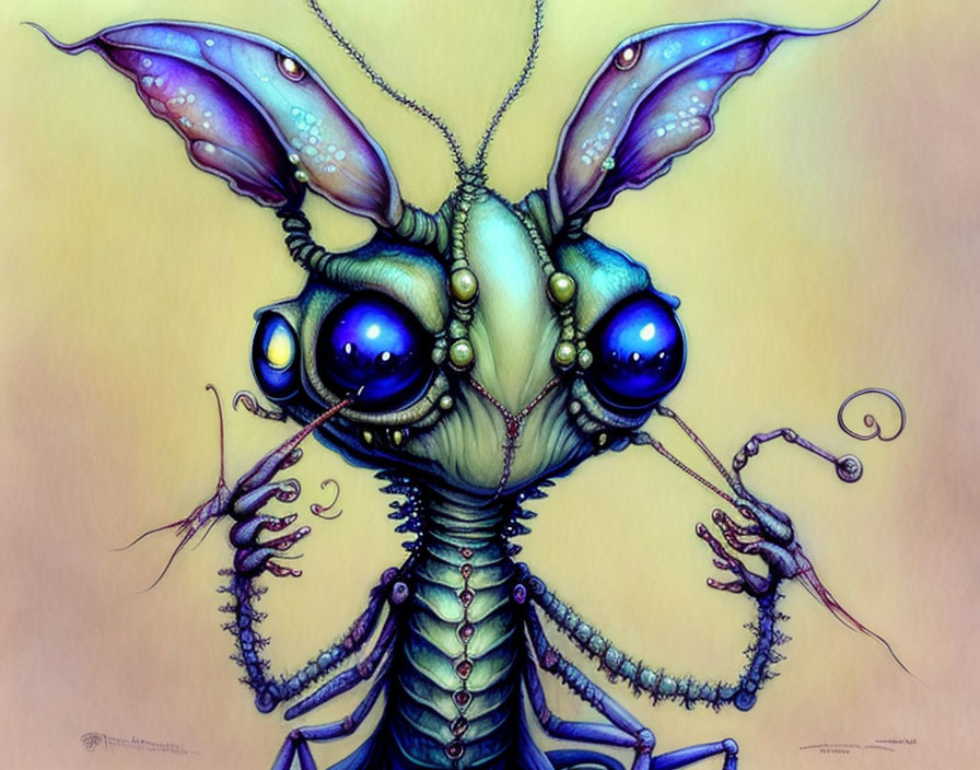 Colorful Illustration of Whimsical Insect-Like Creature