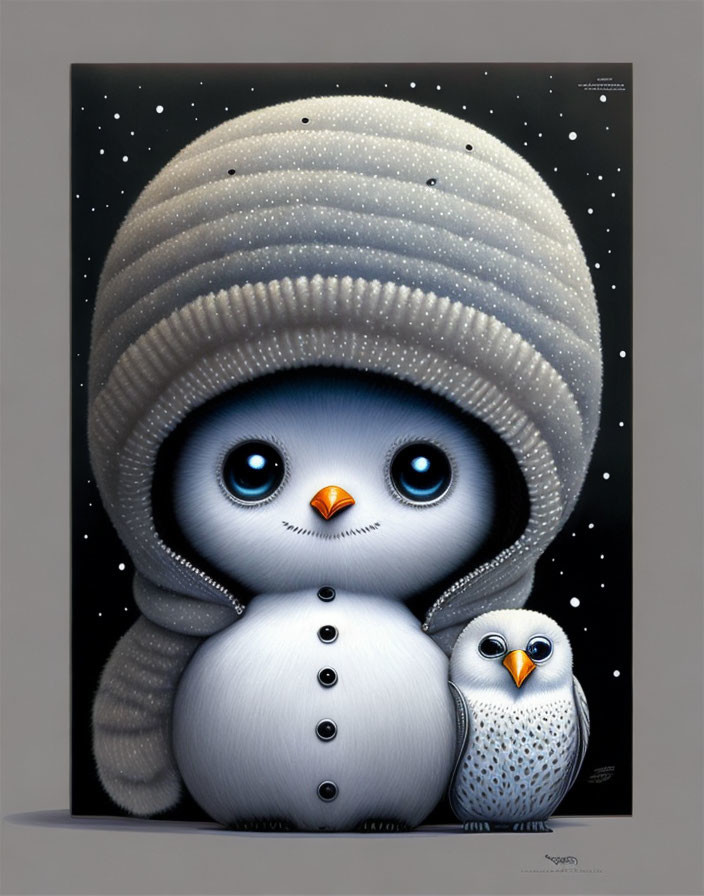 snowman and snow owl
