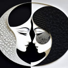 Yin-Yang Symbol with Black and White Faces