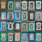 European-style Windows Collage in Watercolor