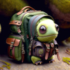 Anthropomorphic Frog with Backpack and Glasses in Travel Attire