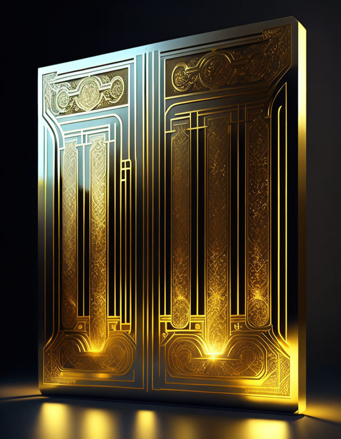 Intricate Golden Illuminated Book with Embossed Designs