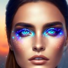 Illustration: Woman with Cosmic Makeup and Galaxy Eyes