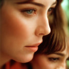 Close-up Image: Bearded Man with Two Women in Warm Light