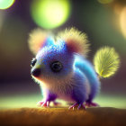 Colorful Illustration of Fluffy Creature with Shiny Eyes