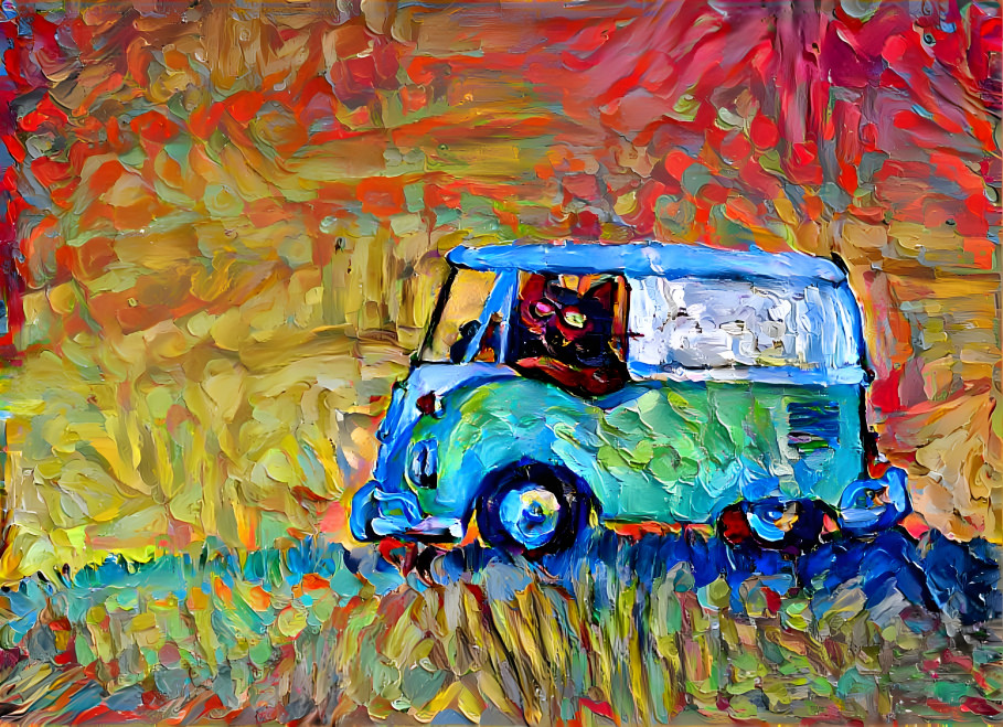 Hippie Cat VW Van Bus